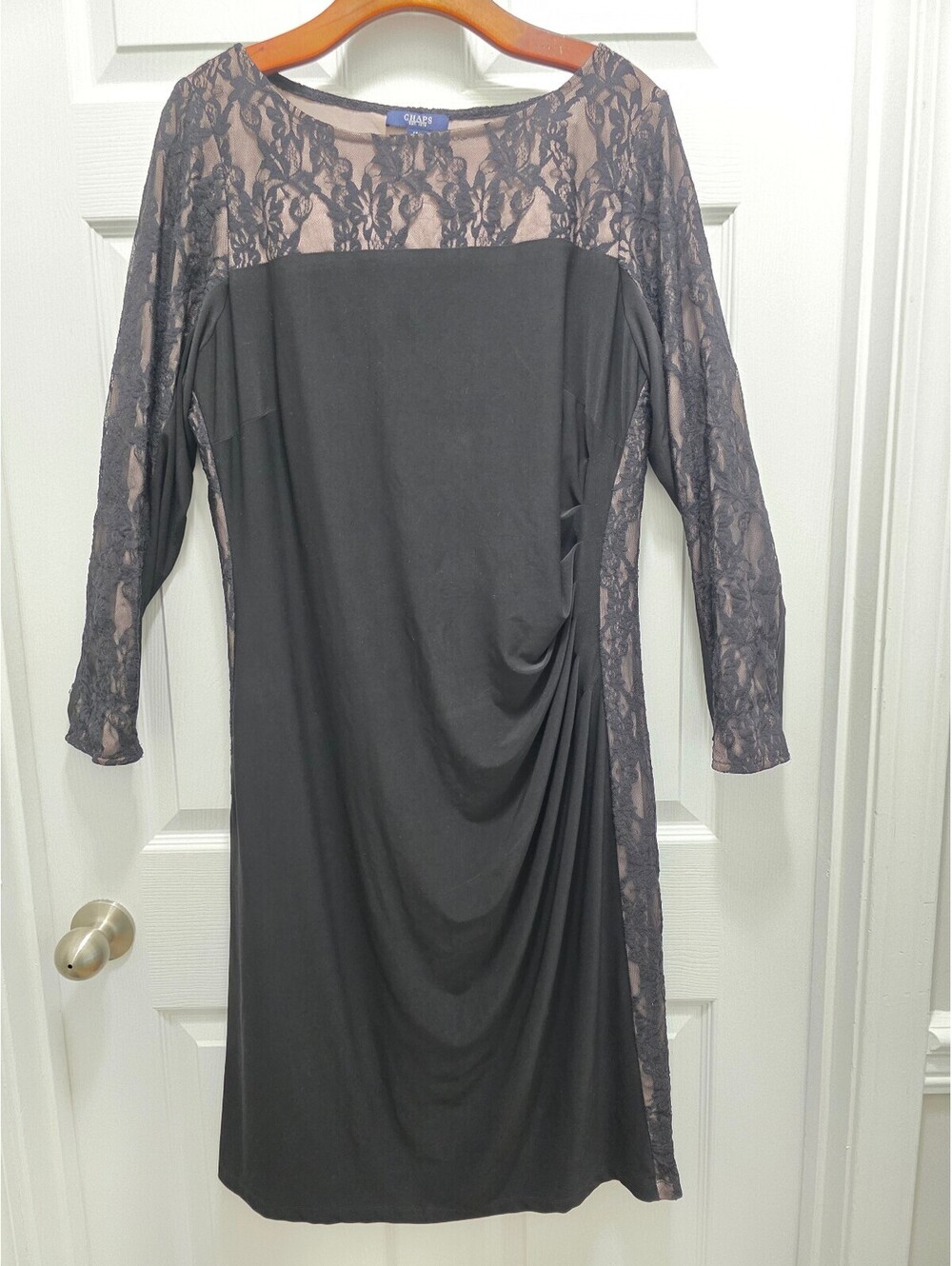Chaps Women's Black Lace Long Sleeve Dress Size 18W